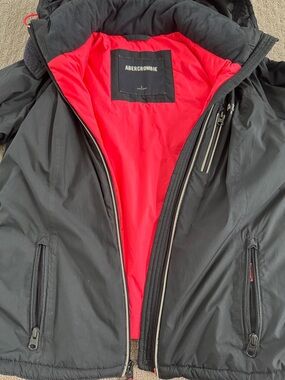 Abercrombie & Fitch Black Jacket with Red Lining